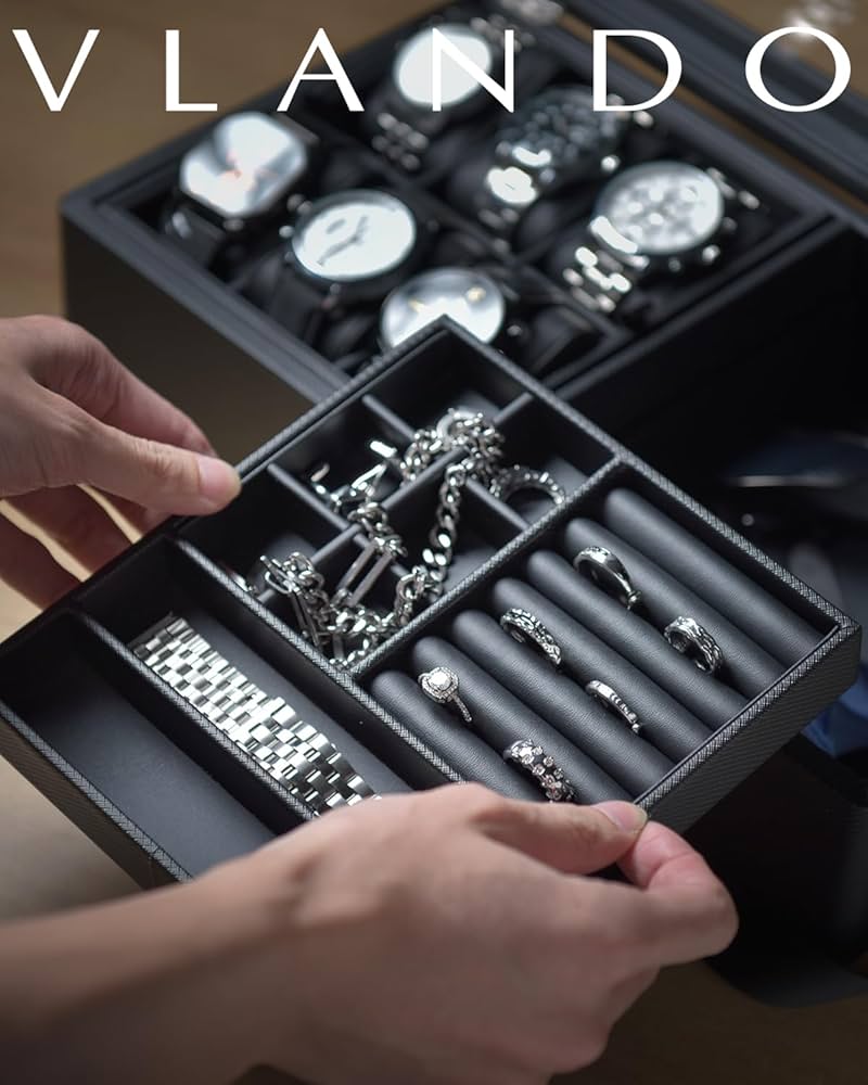 Amazon.co.jp: Vlando 腕時計ケース PU製 男性 収納ボックス